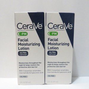 CERAVE PM FACIAL MOISTURIZING LOTION ULTRA LIGHTWEIGHT 3 OZ 2 PC LOT